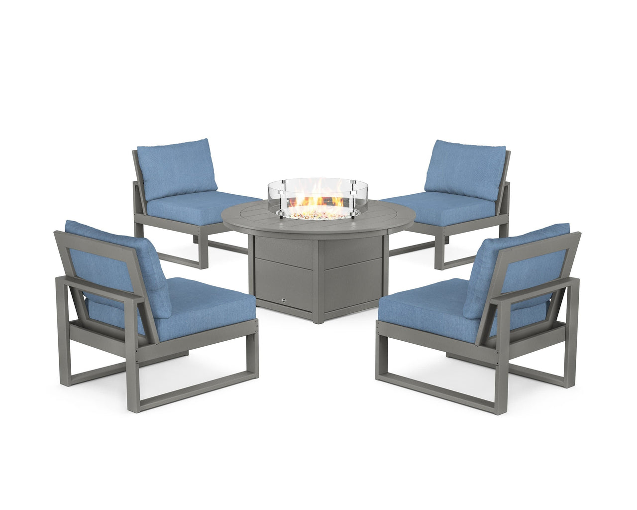 Trex Eastport Modular 5-Piece Deep Seating Set with Round Fire Pit Table
