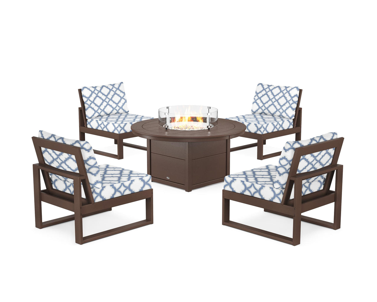 Trex Eastport Modular 5-Piece Deep Seating Set with Round Fire Pit Table