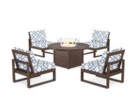 Thumbnail for Trex Eastport Modular 5-Piece Deep Seating Set with Round Fire Pit Table