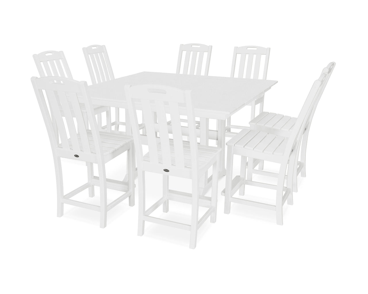 Trex Yacht Club 9-Piece Farmhouse Trestle Side Chair Counter Set