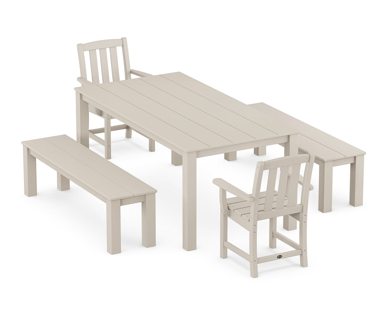 Trex Cape Cod 5-Piece Parsons Dining Set with Benches - Sand Castle