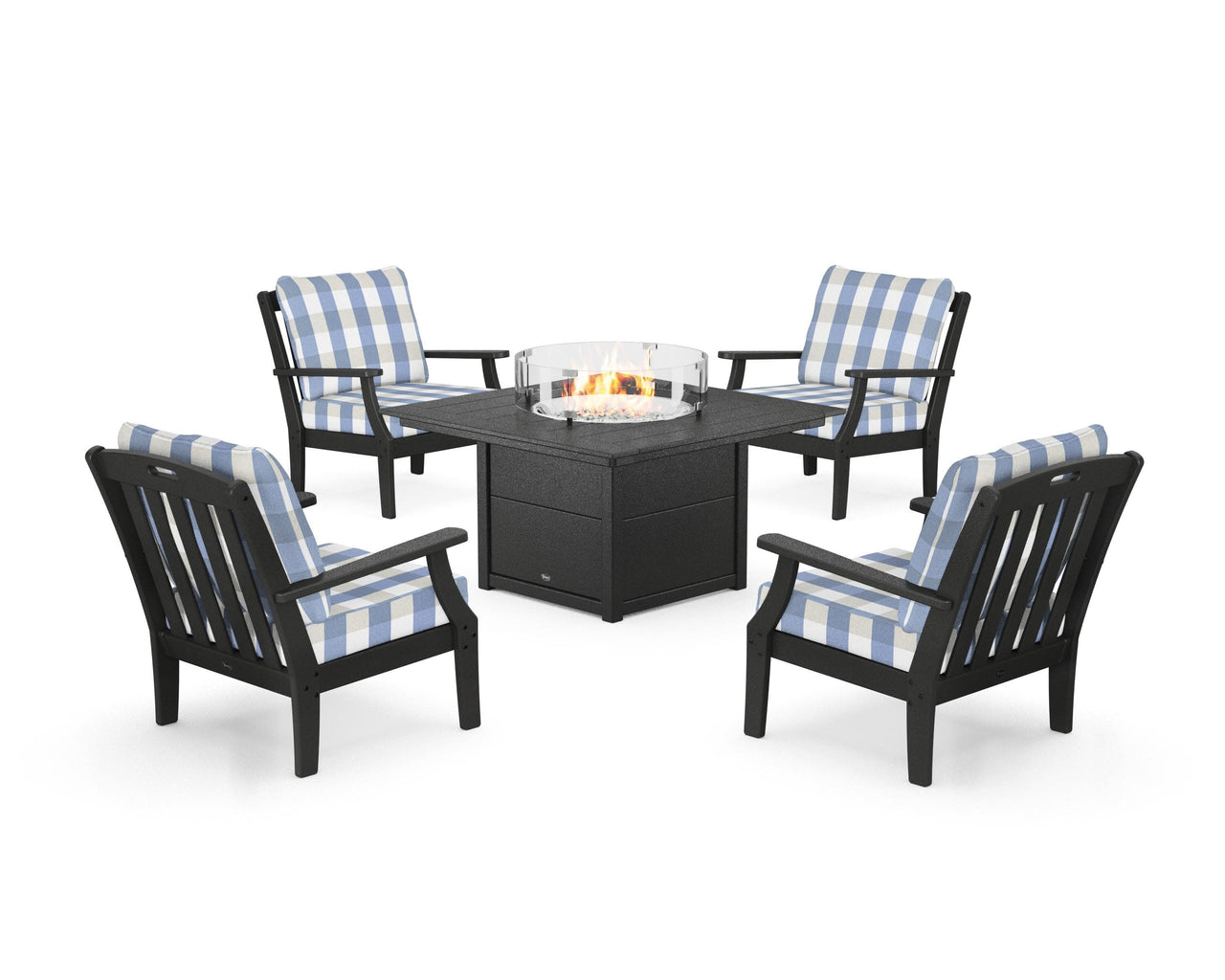 Trex Yacht Club 5-Piece Deep Seating Set with Square Fire Pit Table