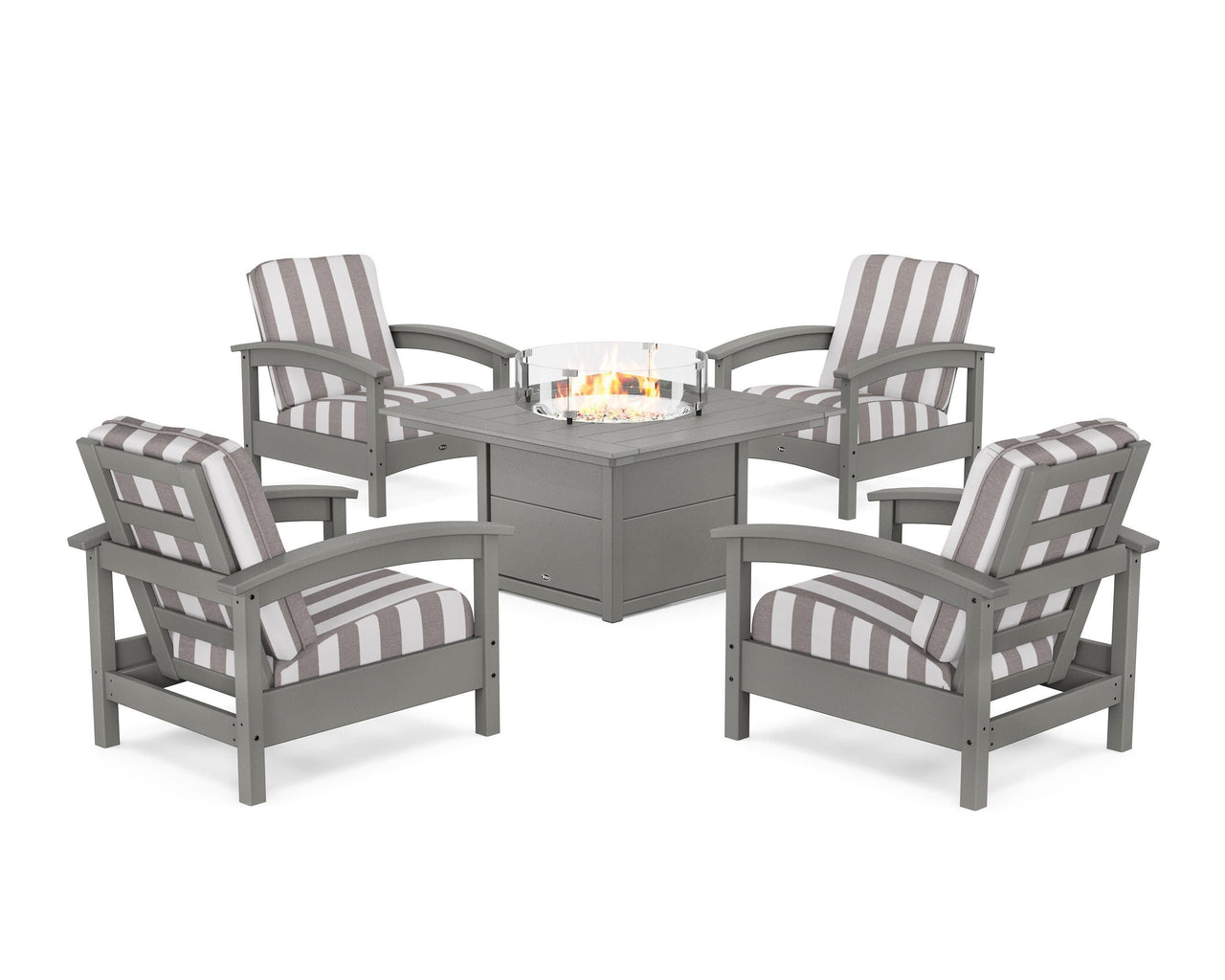 Trex Rockport 5-Piece Deep Seating Set with Square Fire Pit Table