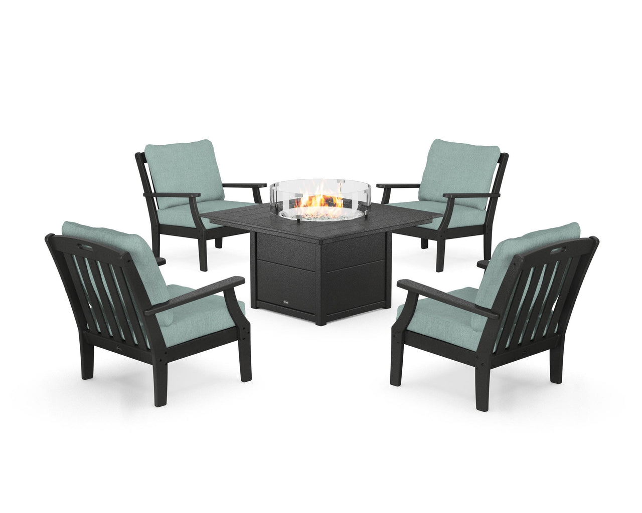 Trex Yacht Club 5-Piece Deep Seating Set with Square Fire Pit Table