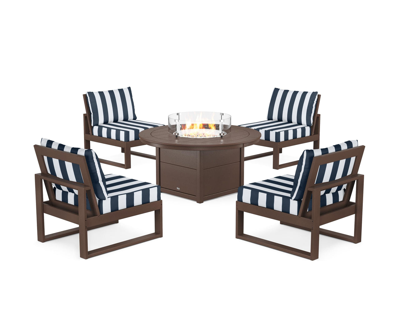Trex Eastport Modular 5-Piece Deep Seating Set with Round Fire Pit Table
