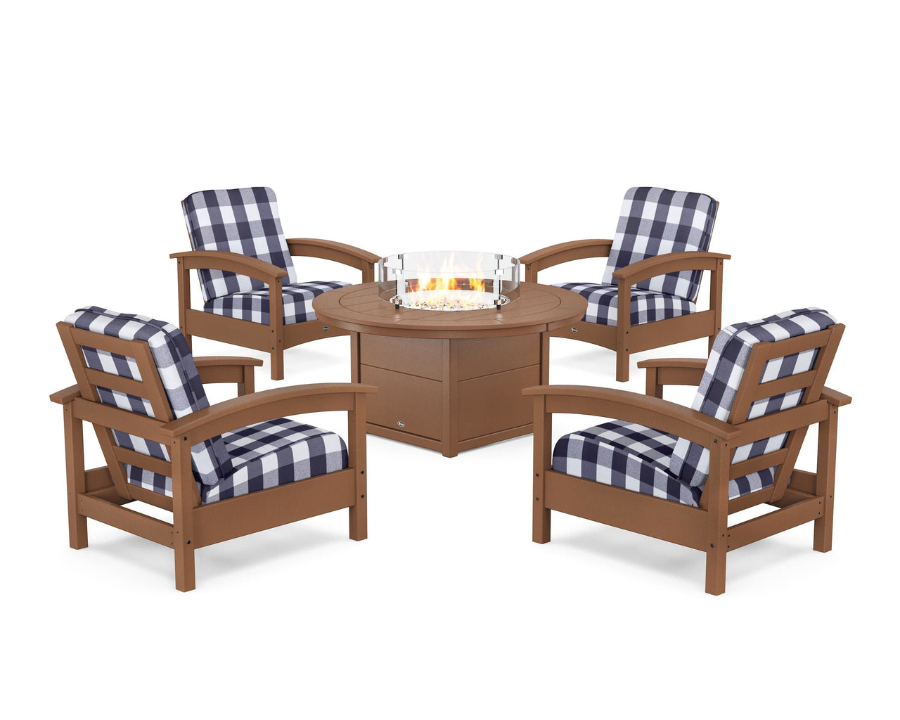 Trex Rockport 5-Piece Deep Seating Set with Round Fire Pit Table