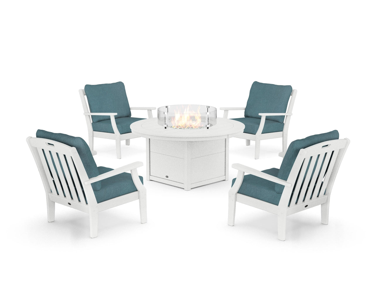 Trex Yacht Club 5-Piece Deep Seating Set with Round Fire Pit Table