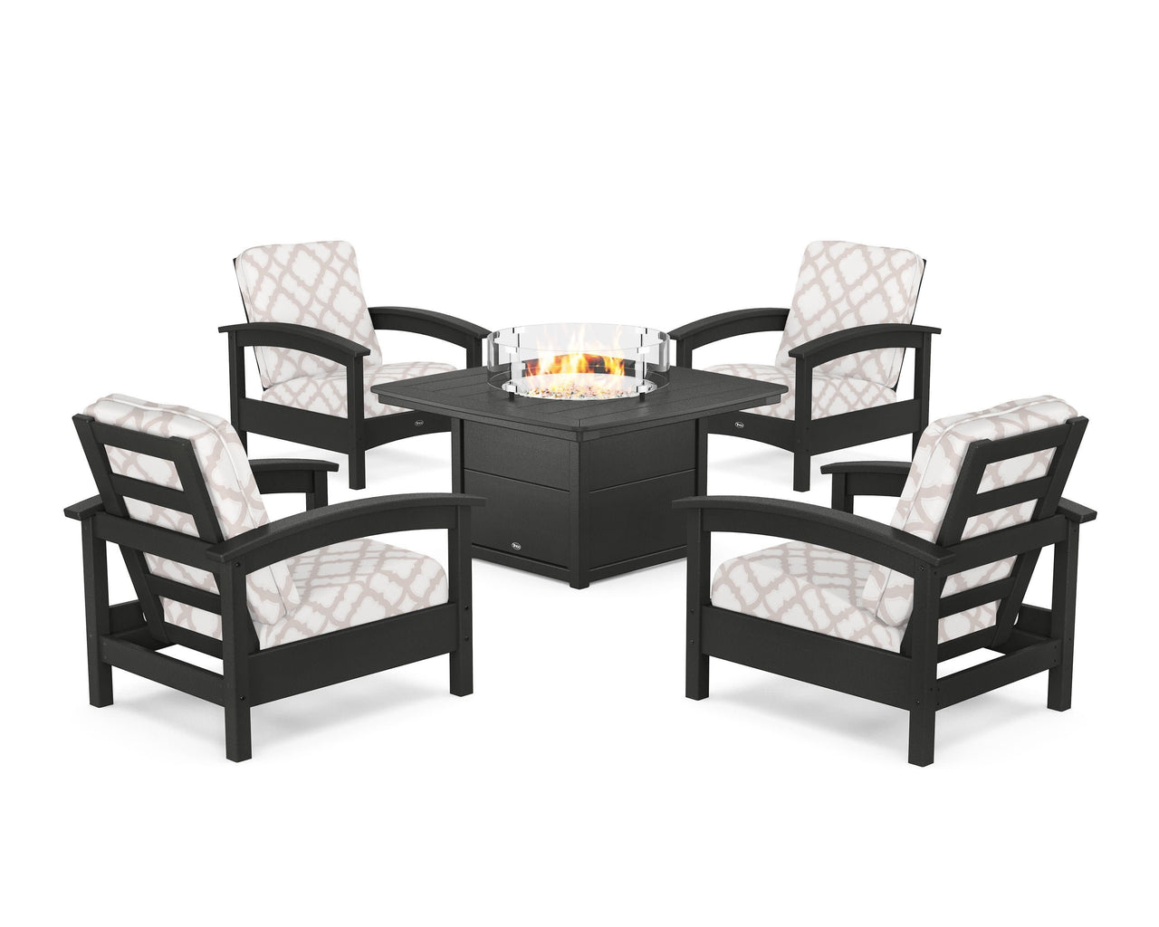 Trex Rockport 5-Piece Deep Seating Set with Yacht Club Fire Pit Table
