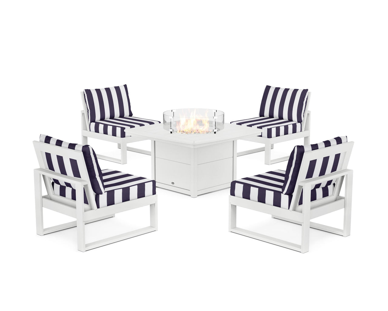 Trex Eastport Modular 5-Piece Deep Seating Set with Yacht Club Fire Pit Table