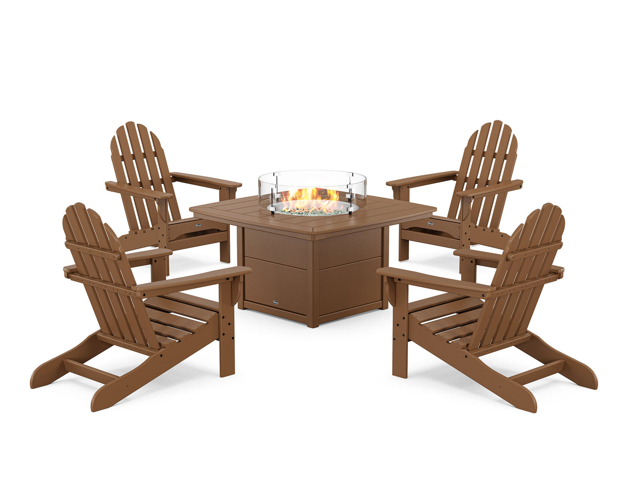 Trex Cape Cod Adirondack 5-Piece Set with Yacht Club Fire Pit Table