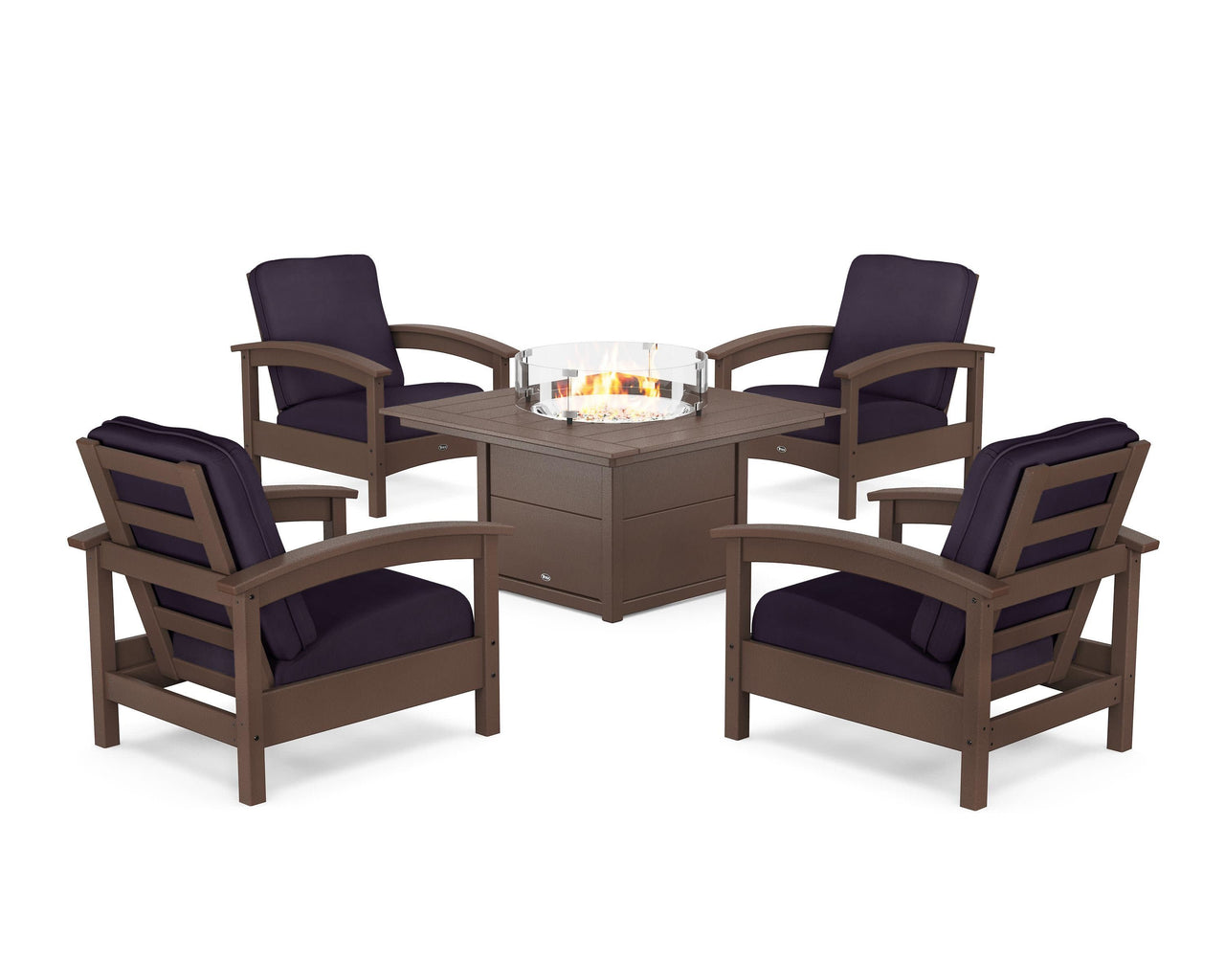 Trex Rockport 5-Piece Deep Seating Set with Square Fire Pit Table