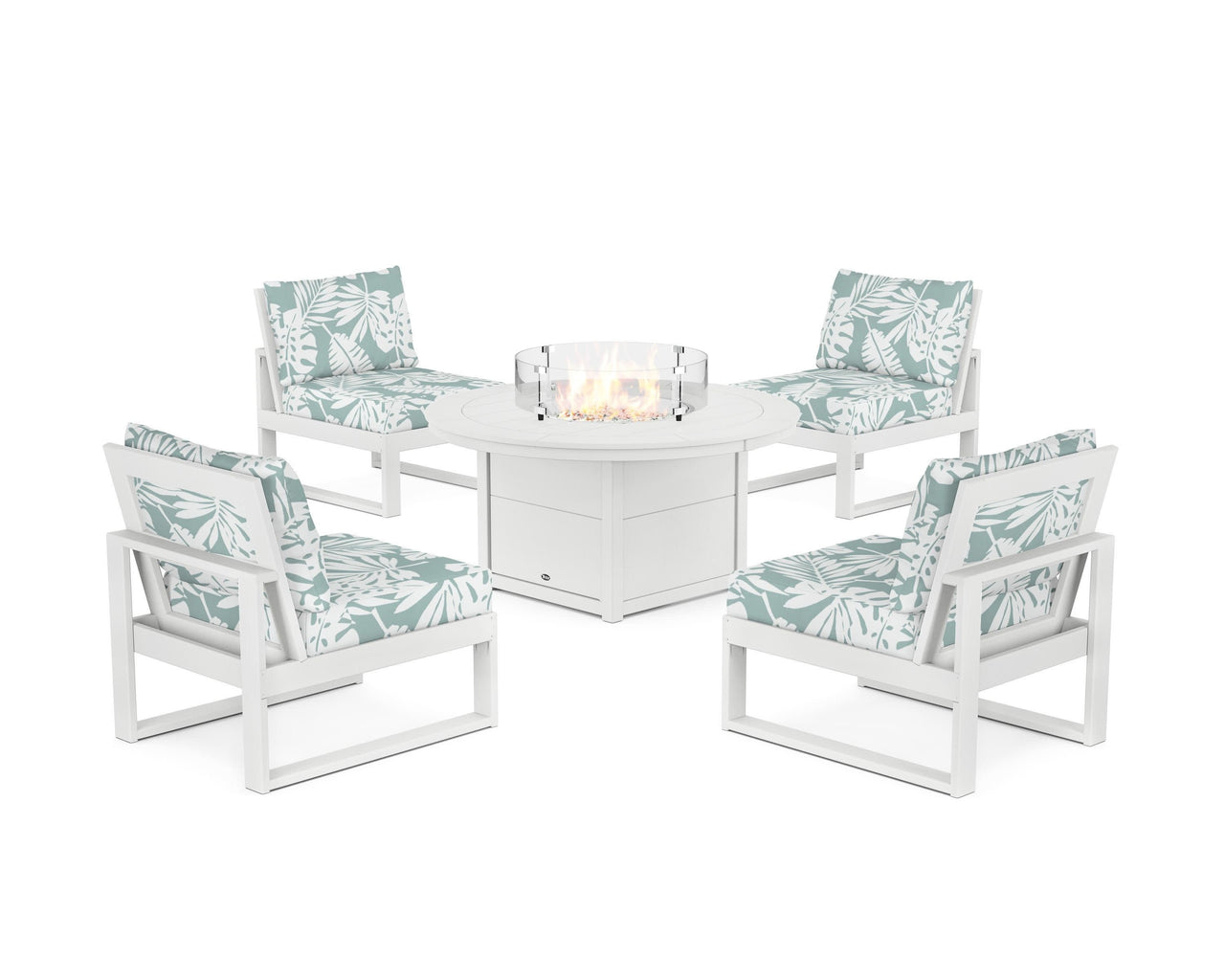 Trex Eastport Modular 5-Piece Deep Seating Set with Round Fire Pit Table