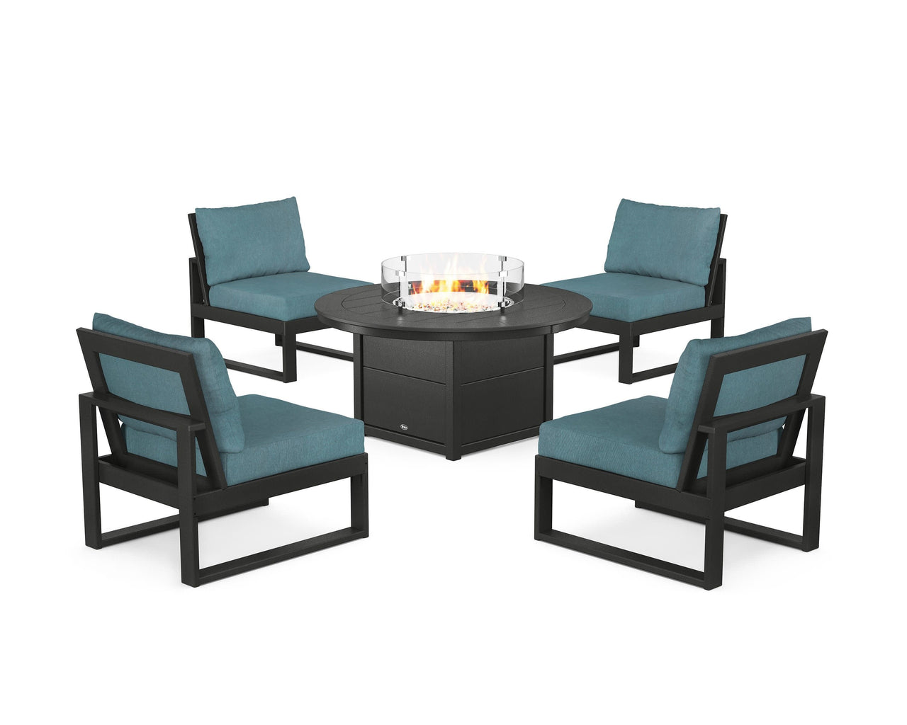 Trex Eastport Modular 5-Piece Deep Seating Set with Round Fire Pit Table