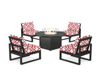 Thumbnail for Trex Eastport Modular 5-Piece Deep Seating Set with Round Fire Pit Table