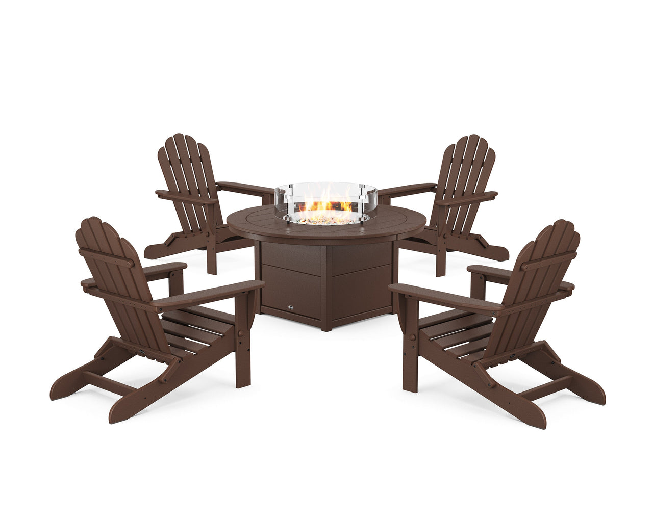 Trex 5-Piece Monterey Bay Folding Adirondack Conversation Set with Fire Pit Table
