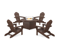 Thumbnail for Trex 5-Piece Monterey Bay Folding Adirondack Conversation Set with Fire Pit Table
