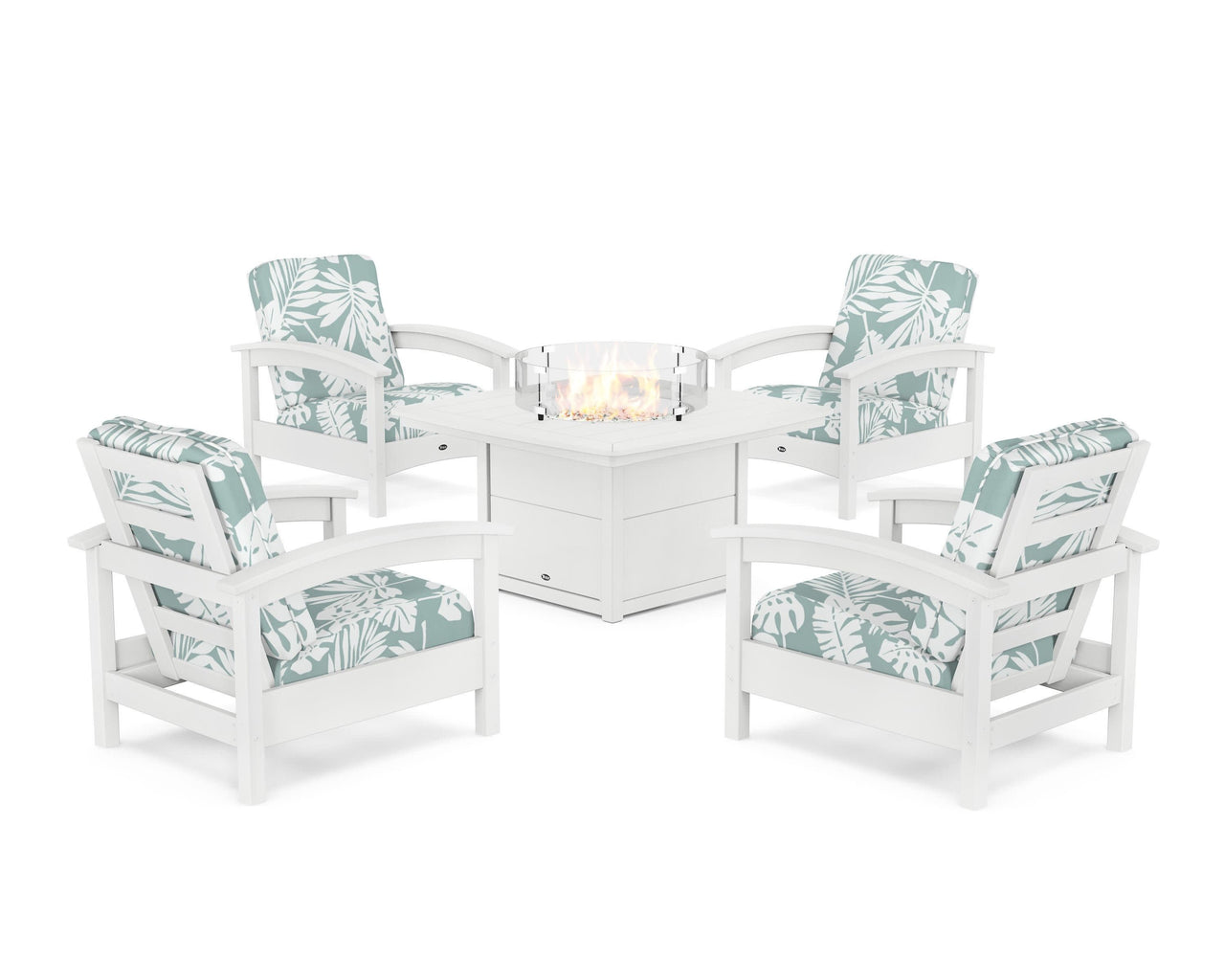 Trex Rockport 5-Piece Deep Seating Set with Yacht Club Fire Pit Table
