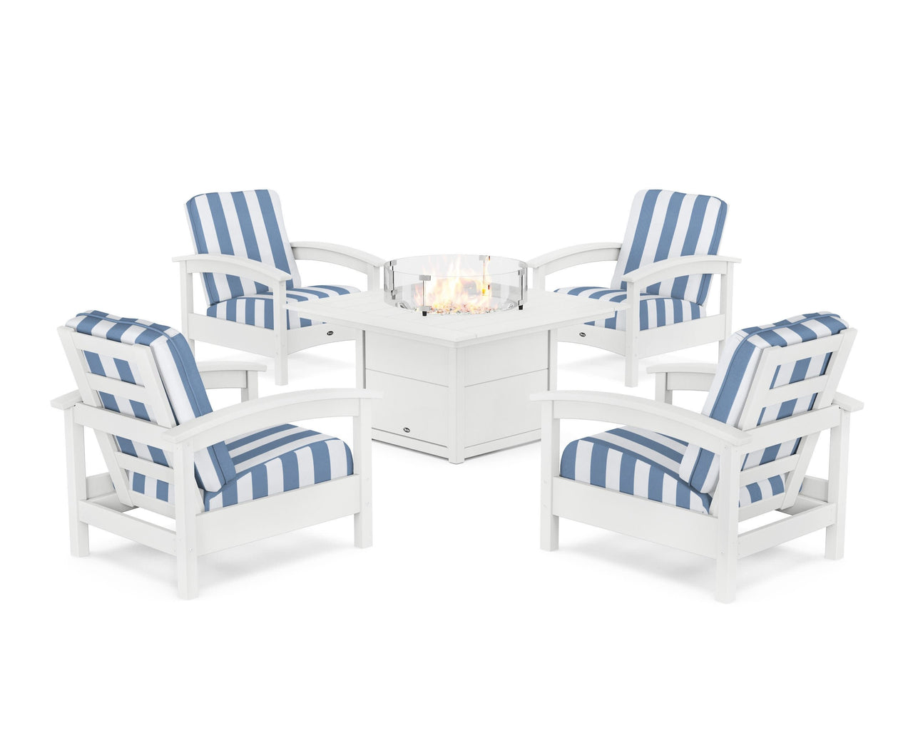 Trex Rockport 5-Piece Deep Seating Set with Square Fire Pit Table