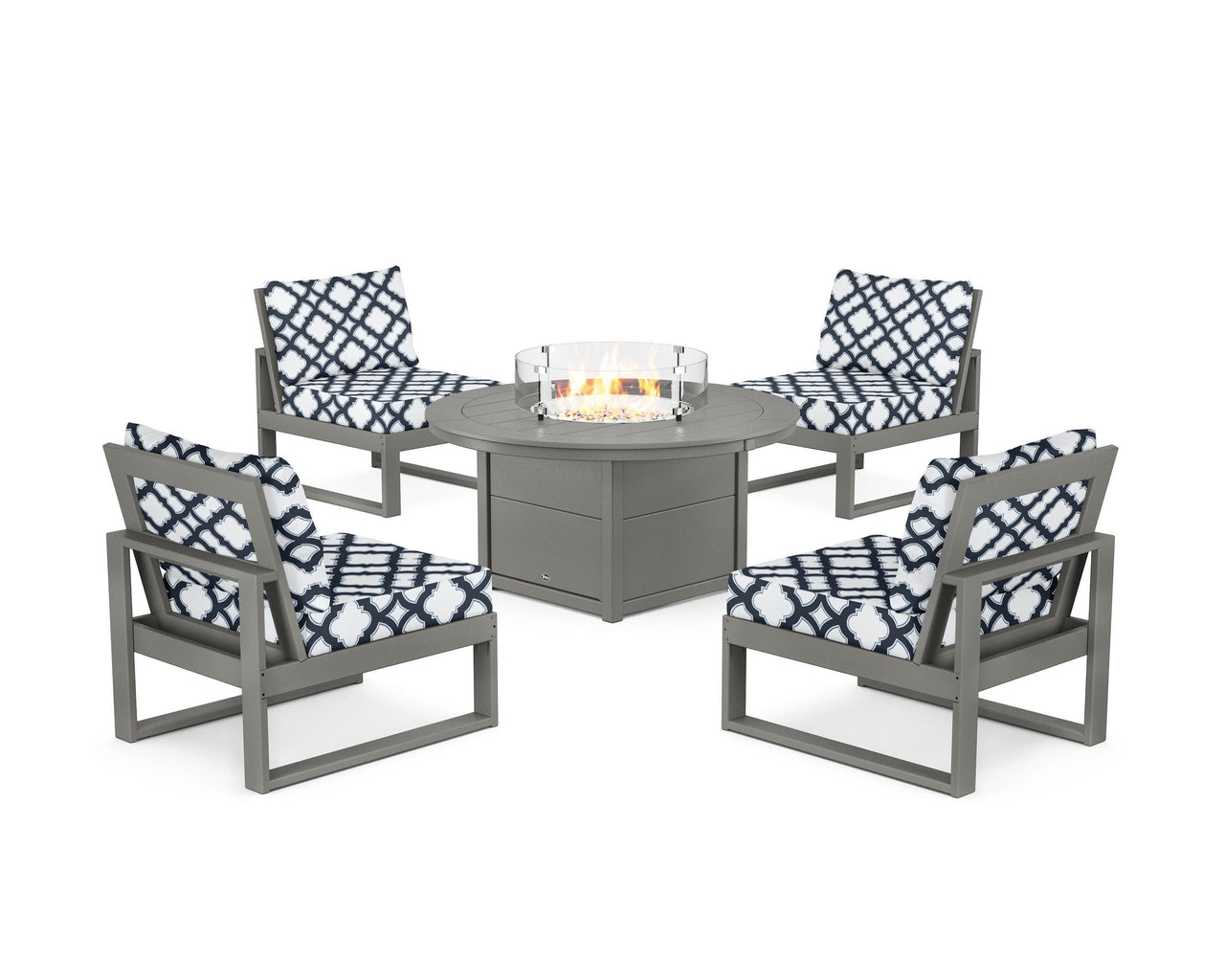 Trex Eastport Modular 5-Piece Deep Seating Set with Round Fire Pit Table