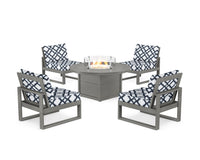 Thumbnail for Trex Eastport Modular 5-Piece Deep Seating Set with Round Fire Pit Table