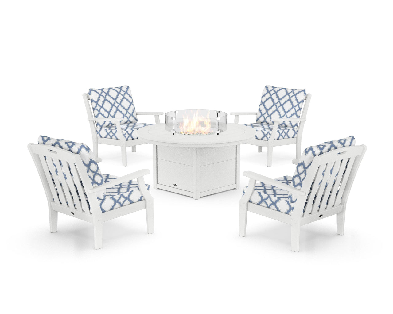 Trex Yacht Club 5-Piece Deep Seating Set with Round Fire Pit Table