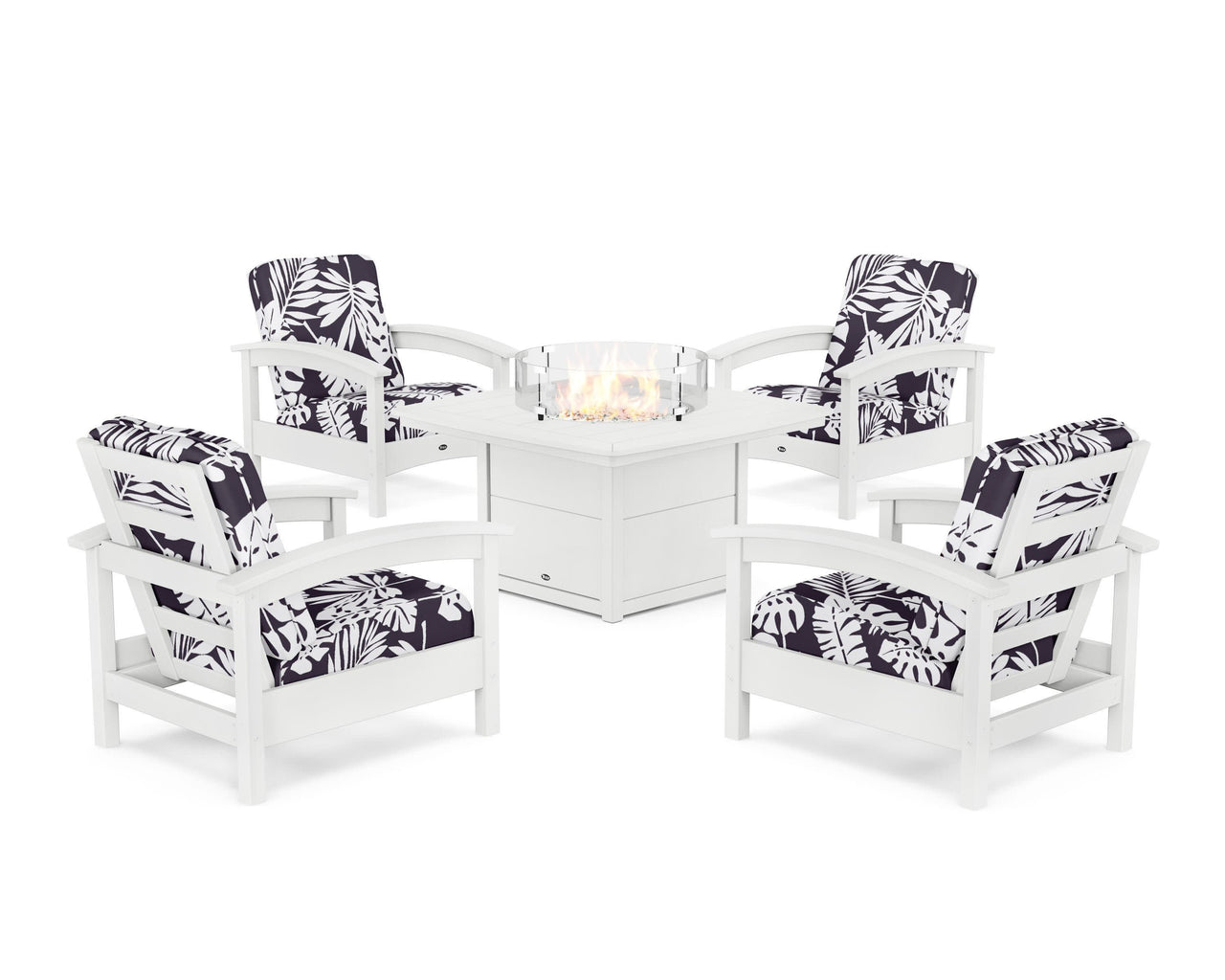 Trex Rockport 5-Piece Deep Seating Set with Yacht Club Fire Pit Table