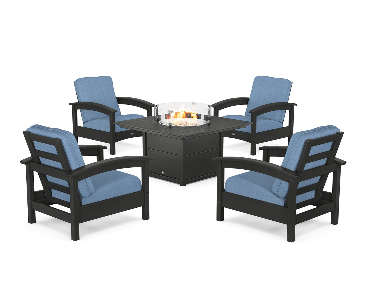 Trex Rockport 5-Piece Deep Seating Set with Square Fire Pit Table