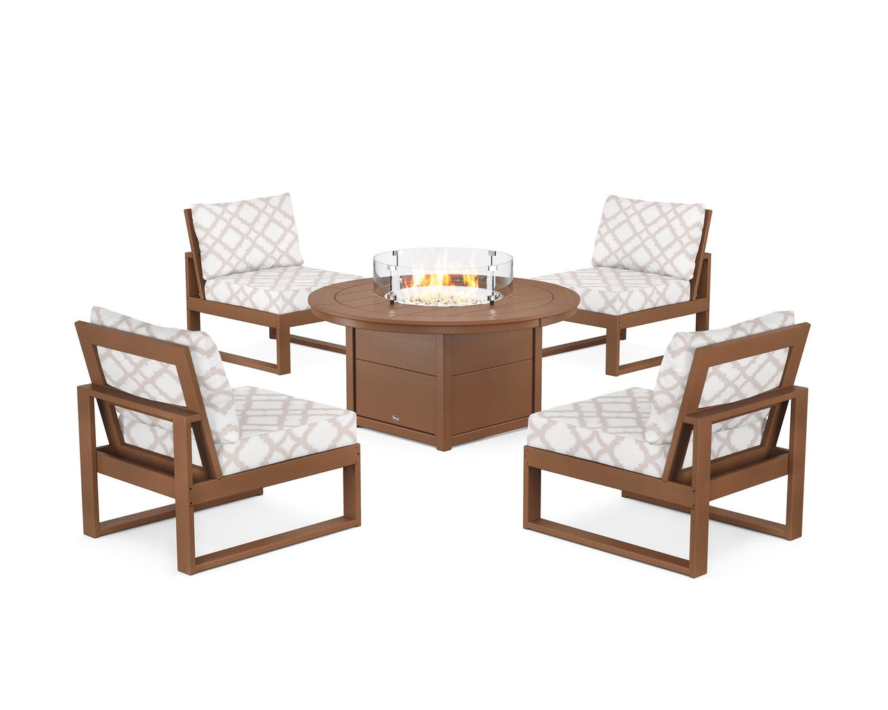 Trex Eastport Modular 5-Piece Deep Seating Set with Round Fire Pit Table
