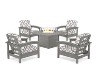 Thumbnail for Trex Rockport 5-Piece Deep Seating Set with Yacht Club Fire Pit Table