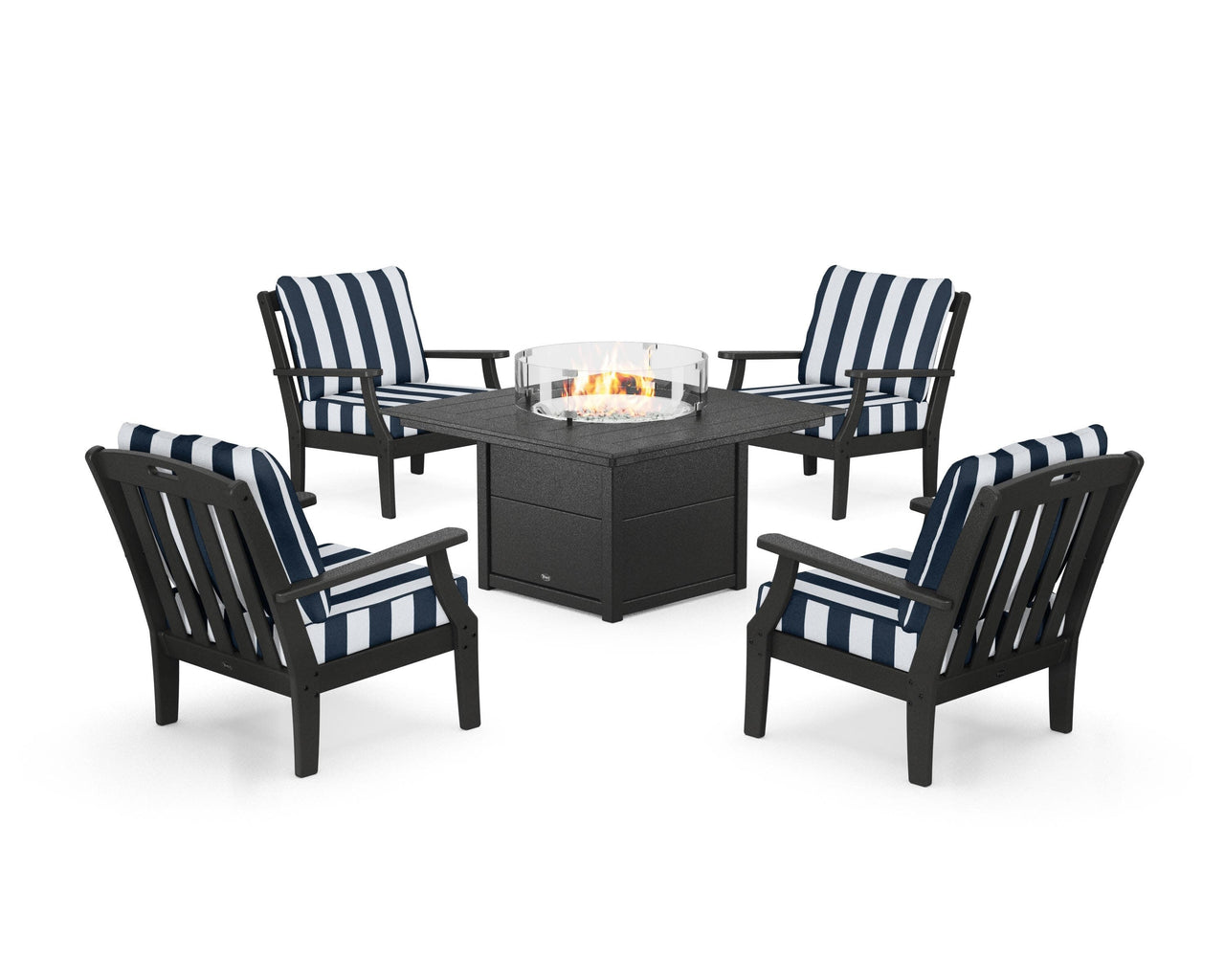 Trex Yacht Club 5-Piece Deep Seating Set with Square Fire Pit Table