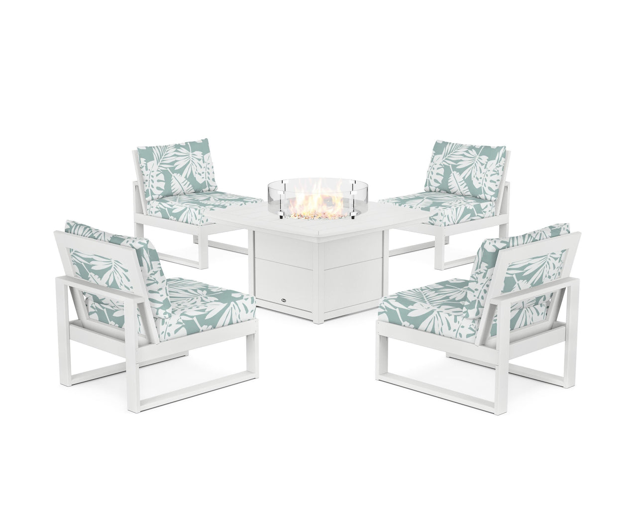 Trex Eastport Modular 5-Piece Deep Seating Set with Yacht Club Fire Pit Table
