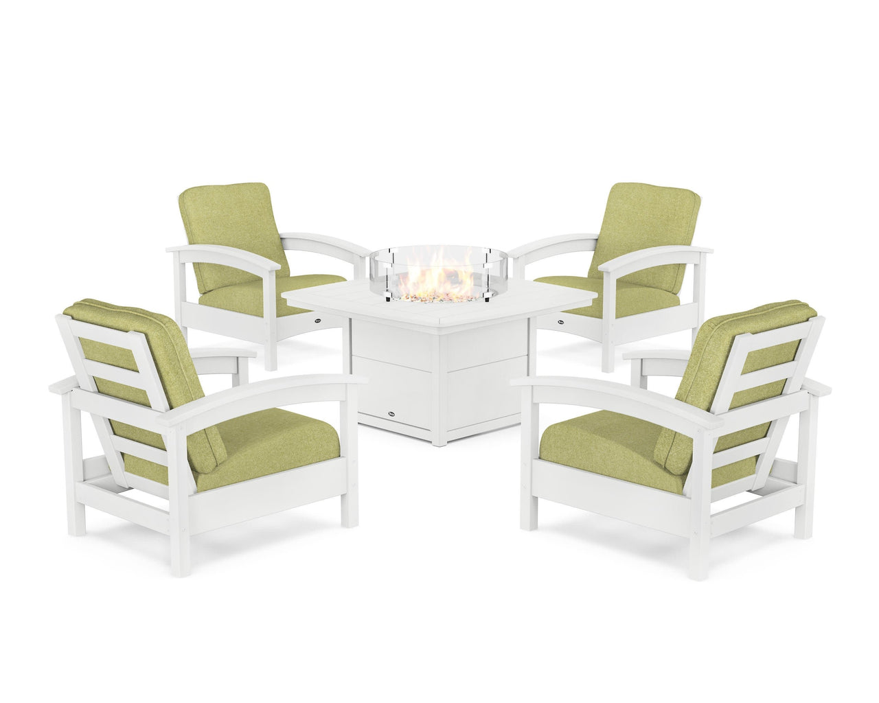 Trex Rockport 5-Piece Deep Seating Set with Yacht Club Fire Pit Table