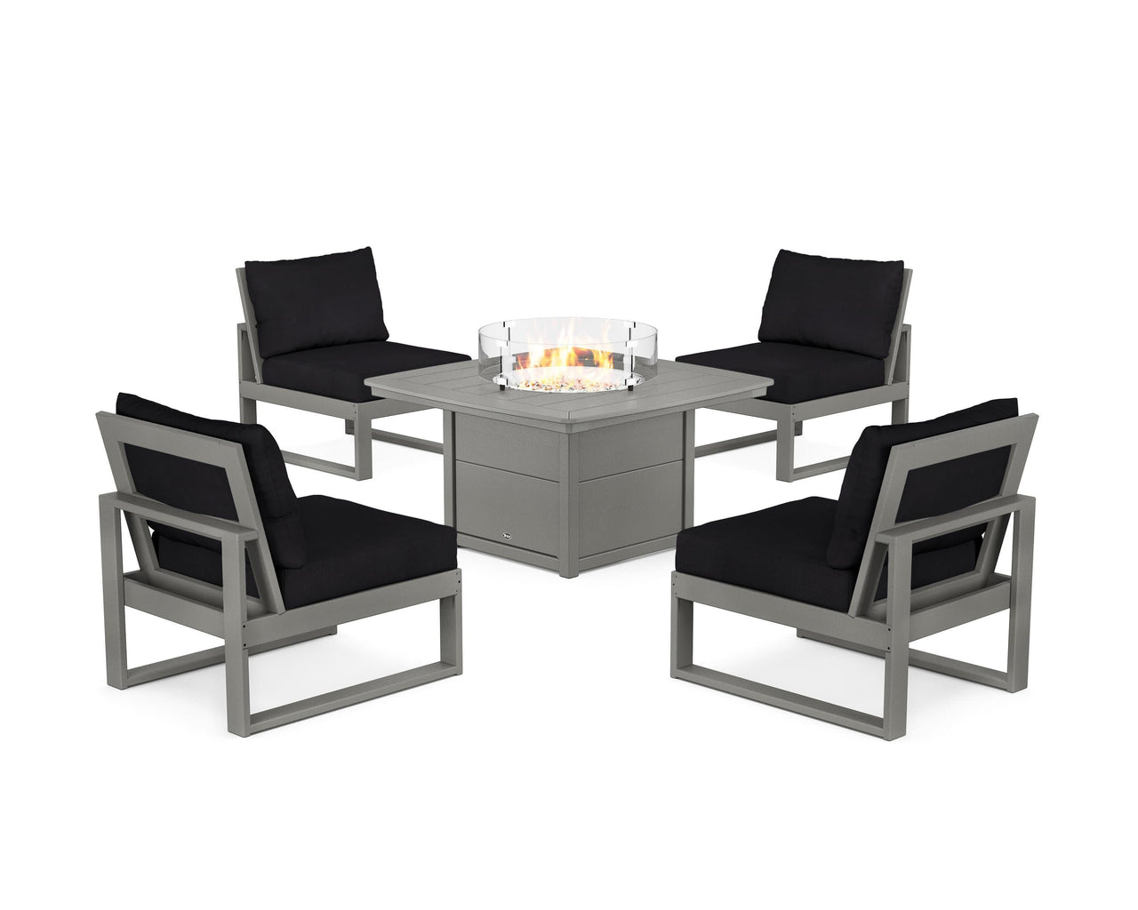 Trex Eastport Modular 5-Piece Deep Seating Set with Yacht Club Fire Pit Table