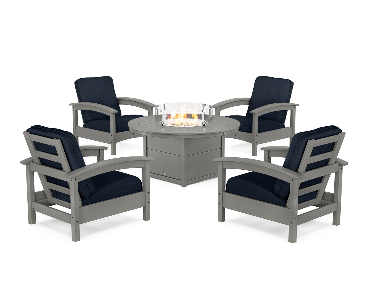 Trex Rockport 5-Piece Deep Seating Set with Round Fire Pit Table