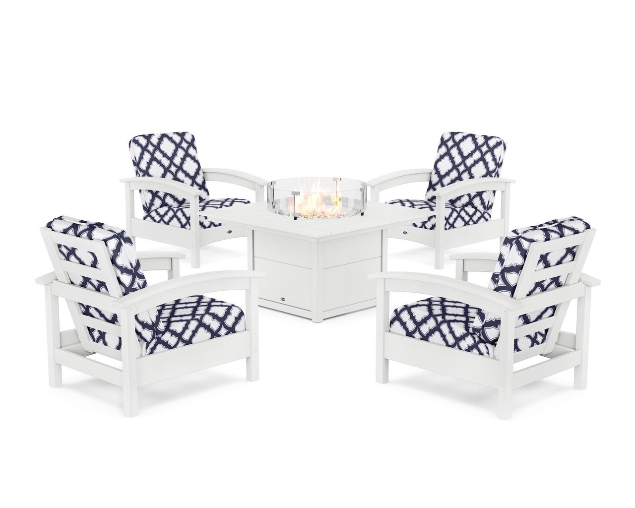 Trex Rockport 5-Piece Deep Seating Set with Square Fire Pit Table