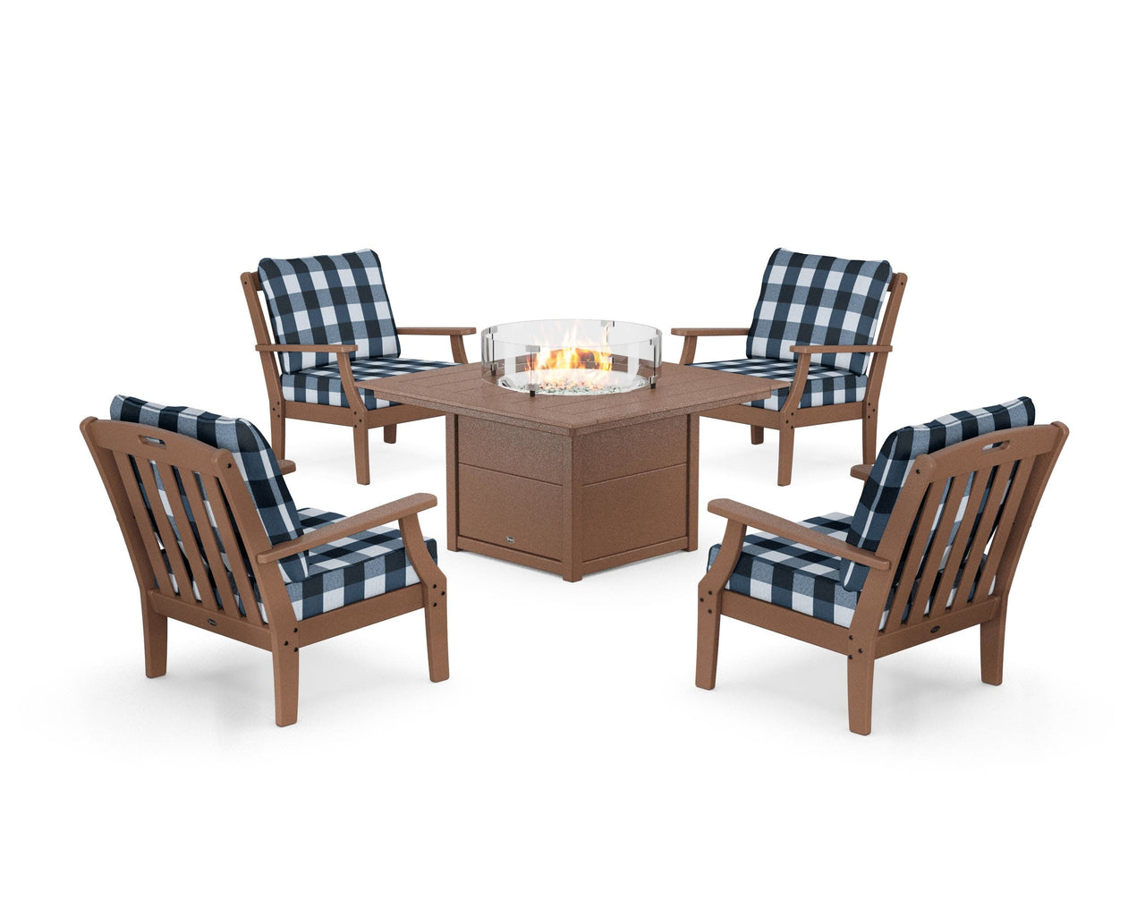 Trex Yacht Club 5-Piece Deep Seating Set with Square Fire Pit Table