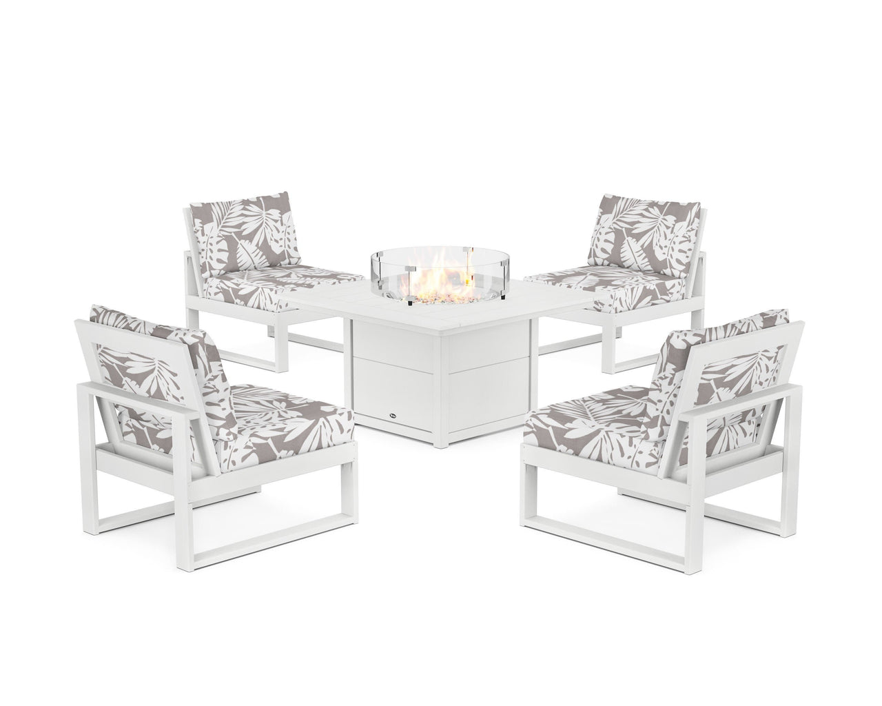 Trex Eastport Modular 5-Piece Deep Seating Set with Square Fire Pit Table