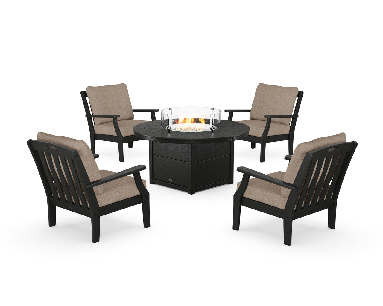 Trex Yacht Club 5-Piece Deep Seating Set with Round Fire Pit Table