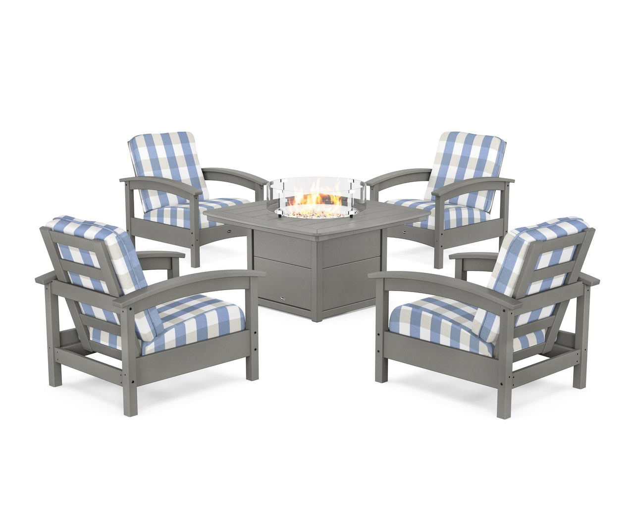 Trex Rockport 5-Piece Deep Seating Set with Yacht Club Fire Pit Table