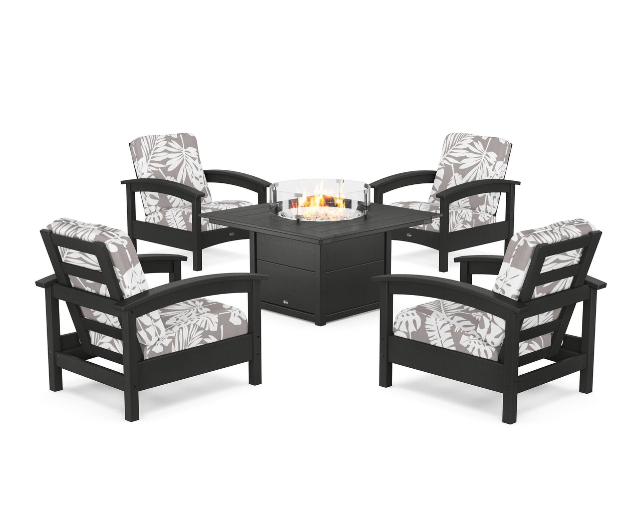 Trex Rockport 5-Piece Deep Seating Set with Square Fire Pit Table