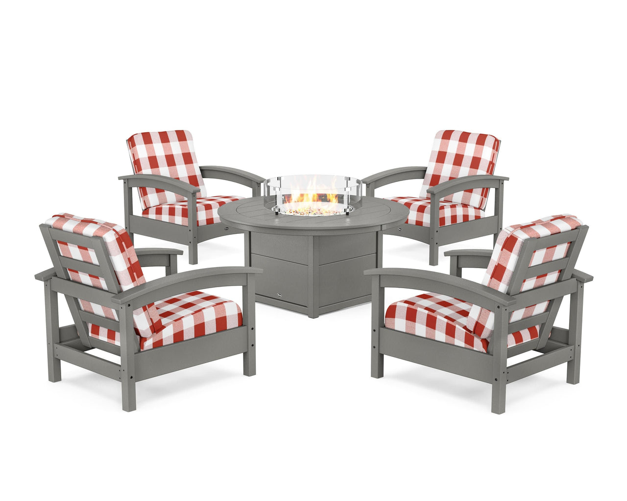 Trex Rockport 5-Piece Deep Seating Set with Round Fire Pit Table