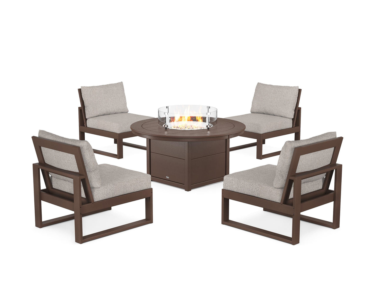 Trex Eastport Modular 5-Piece Deep Seating Set with Round Fire Pit Table