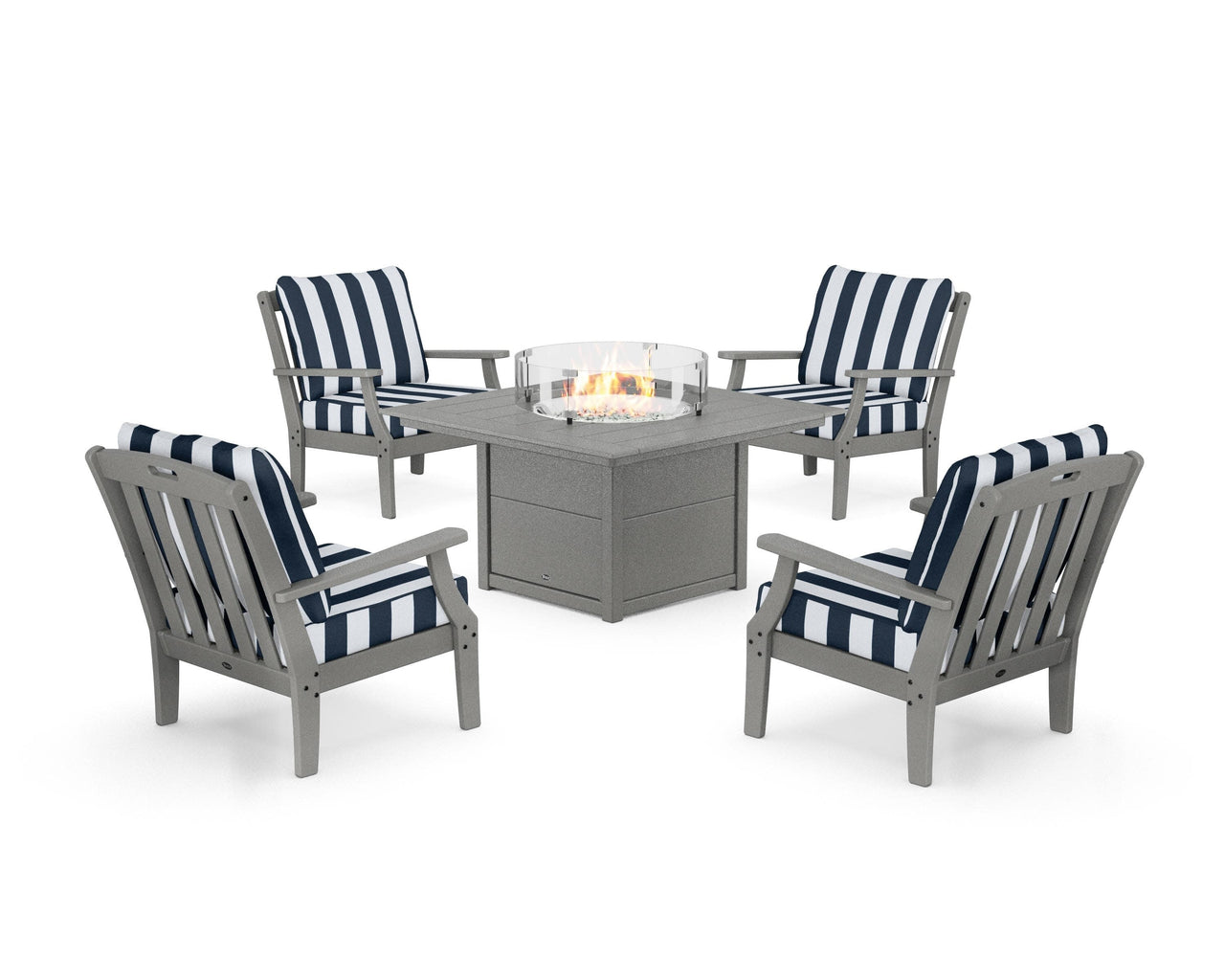 Trex Yacht Club 5-Piece Deep Seating Set with Square Fire Pit Table