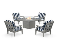 Thumbnail for Trex Yacht Club 5-Piece Deep Seating Set with Square Fire Pit Table