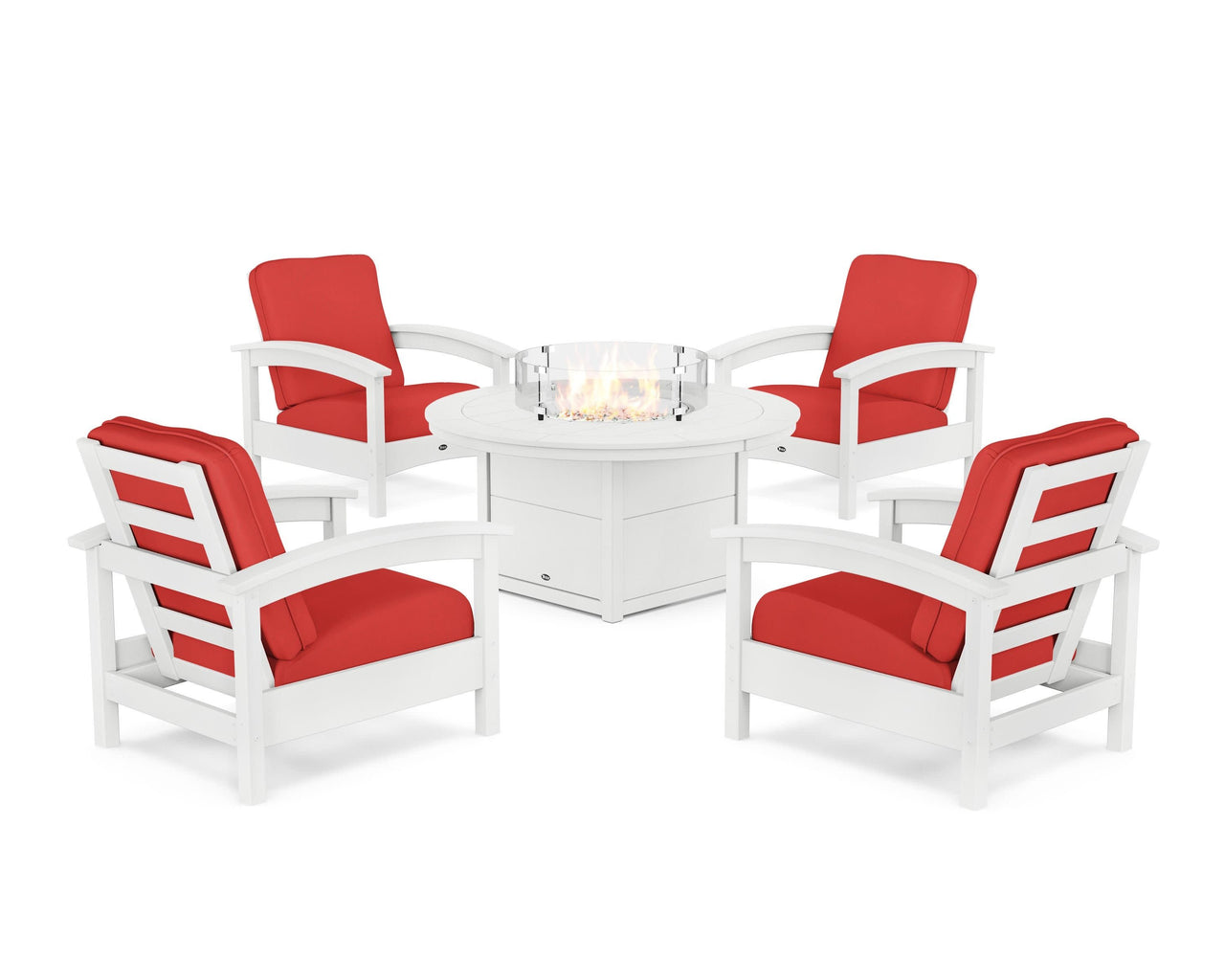 Trex Rockport 5-Piece Deep Seating Set with Round Fire Pit Table