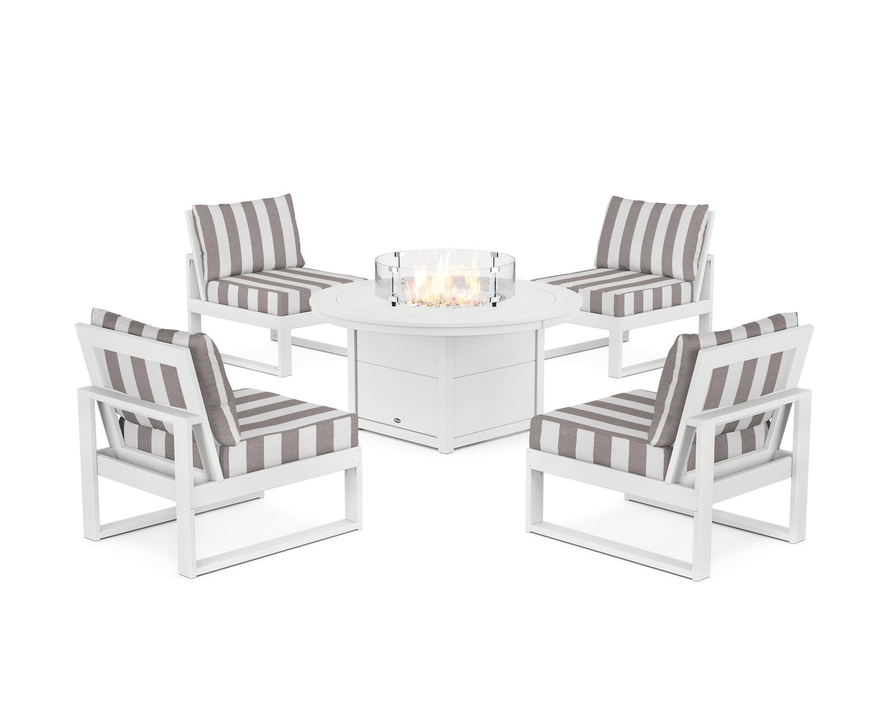 Trex Eastport Modular 5-Piece Deep Seating Set with Round Fire Pit Table
