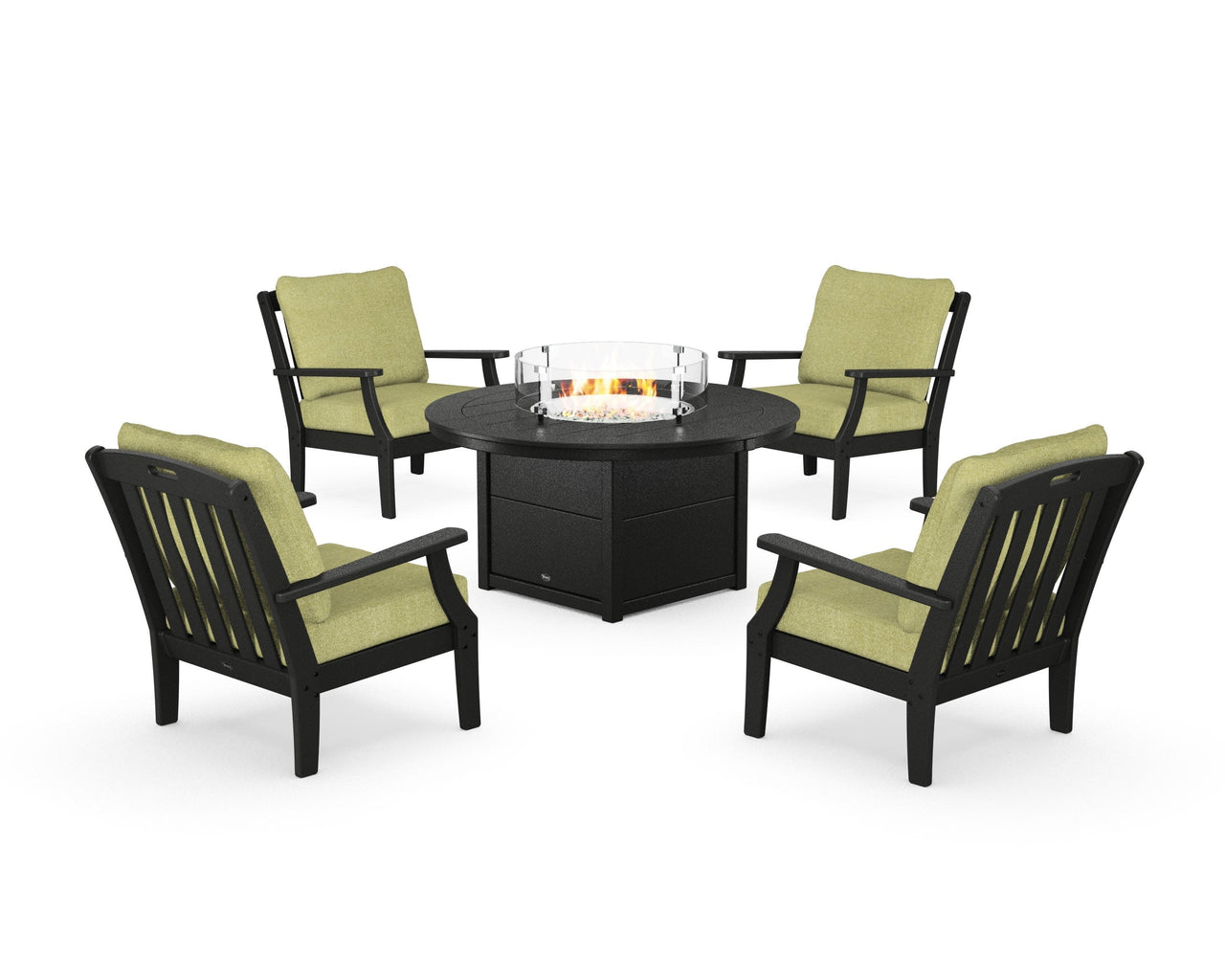 Trex Yacht Club 5-Piece Deep Seating Set with Round Fire Pit Table