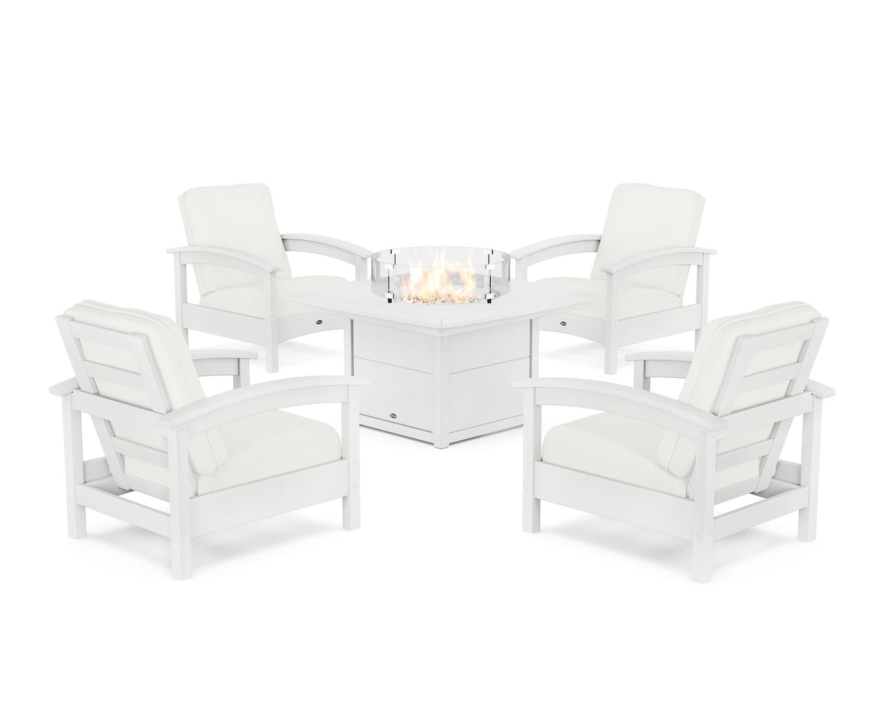 Trex Rockport 5-Piece Deep Seating Set with Yacht Club Fire Pit Table