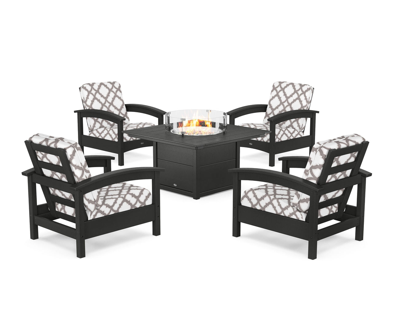 Trex Rockport 5-Piece Deep Seating Set with Square Fire Pit Table