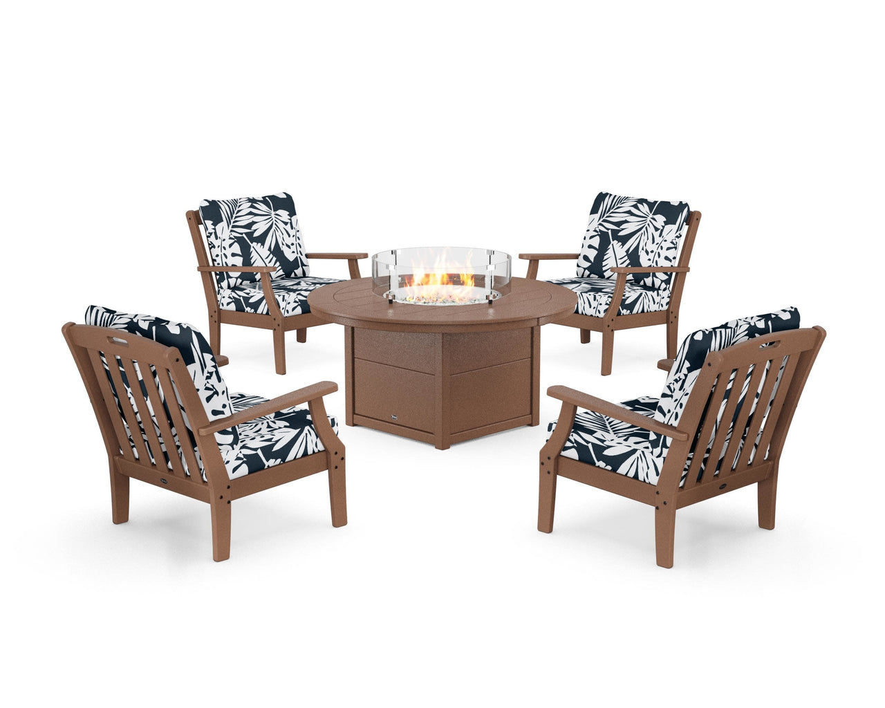 Trex Yacht Club 5-Piece Deep Seating Set with Round Fire Pit Table